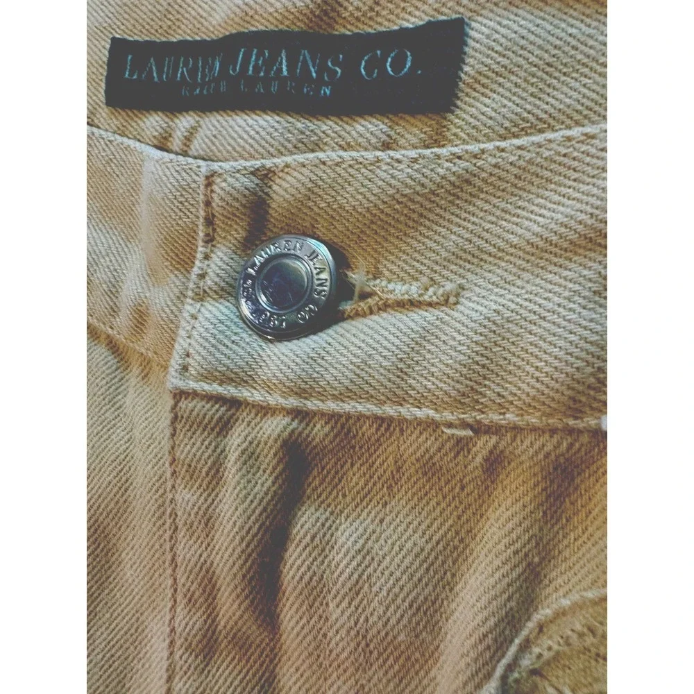 Y2K LAUREN Jeans Co 10 Sand Battenburg Lace Trim Pants Bootcut Leg Jeans Romance
